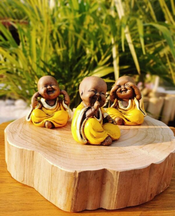 TRIO DE BUDAS BABY ENVELHECIDO C/ AMARELO 8CM