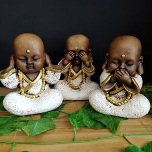 TRIO DE BUDA SEM PÉ BRANCO 15CM