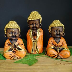 TRIO DE BUDA CRESPO LARANJADO 17CM