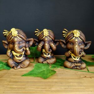 TRIO DE GANESHA ENVELHECIDO 11CM