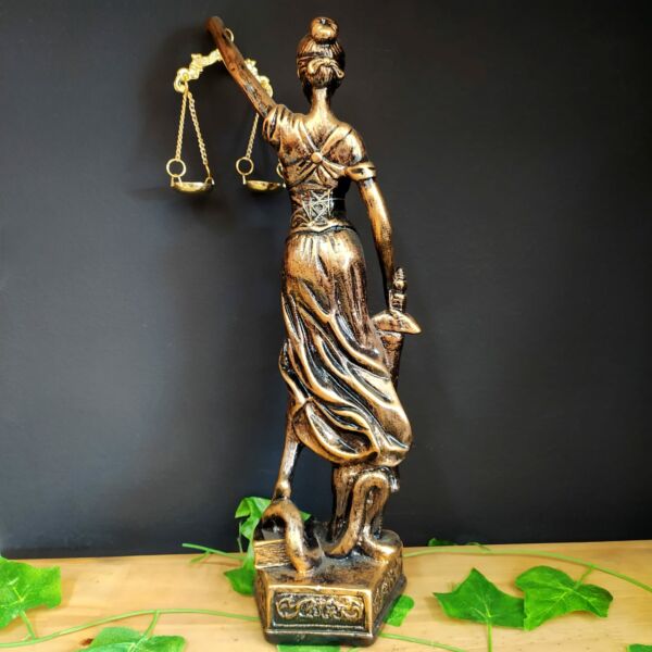 IMAGEM EM GESSO TEMIS DEUSA DA JUSTIÇA DOURADO METALIZADO 42CM - Imagem 3
