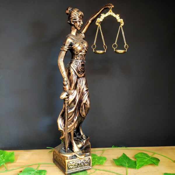 IMAGEM EM GESSO TEMIS DEUSA DA JUSTIÇA DOURADO METALIZADO 42CM - Imagem 2