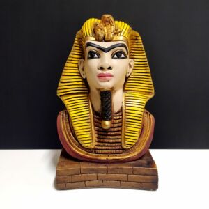 IMAGEM EM GESSO BUSTO DO FARAÓ COM AMARELO 28 CM