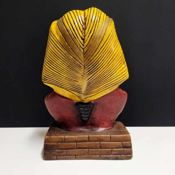 IMAGEM EM GESSO BUSTO DO FARAÓ COM AMARELO 28 CM - Image 2