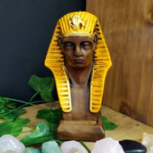 IMAGEM EM GESSO BUSTO DO FARAÓ AMARELO 23CM