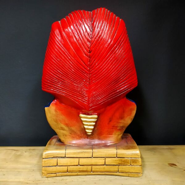 IMAGEM EM GESSO BUSTO DO FARAÓ COM VERMELHO 28CM - Image 2
