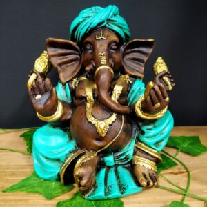 GANESHA COM TURBANTE TURQUEZA 20CM