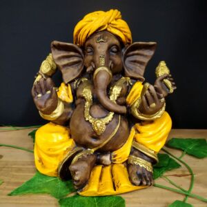 GANESHA COM TURBANTE AMARELO 20CM
