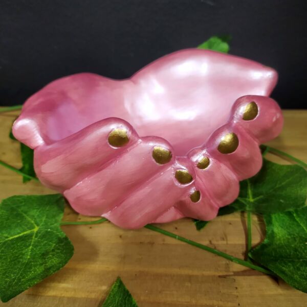 PORTA CRISTAIS EM GESSO MÃO ROSA 16CM - Imagem 2