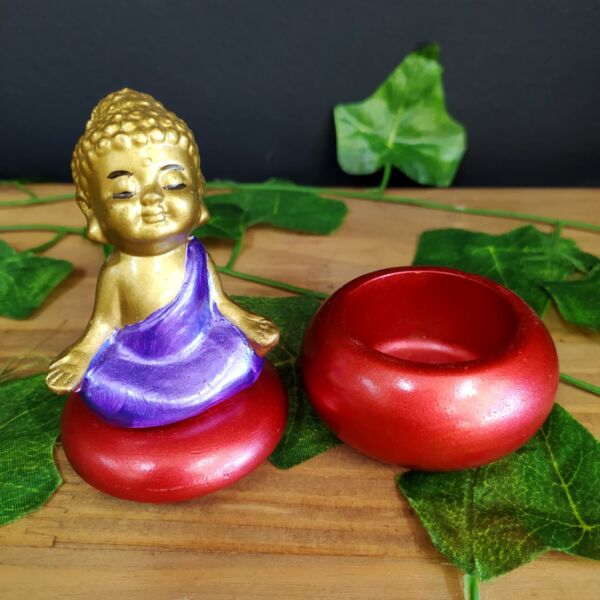 PORTA OBJETOS EM RESINA BUDA ZEN ROXO 12CM