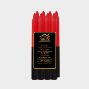 VELA PALITO N8 BICOLOR VERMELHO COM PRETO 256G - CASA FÉ
