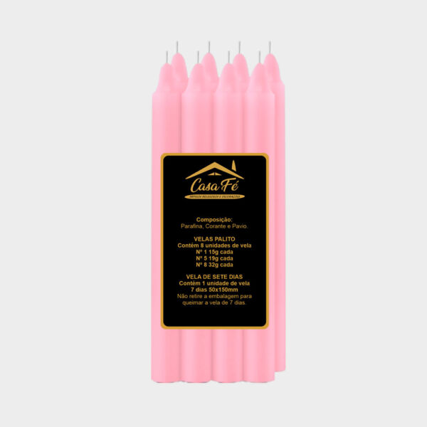 VELA PALITO N8 ROSA 256G - CASA FÉ