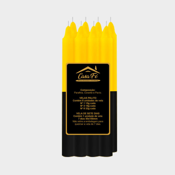 VELA PALITO N8 BICOLOR AMARELO COM PRETO 256G - CASA FÉ