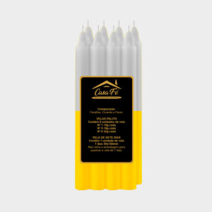 VELA PALITO N4 BICOLOR AMARELO COM BRANCO 92G - CASA FÉ