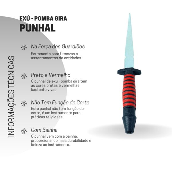 PUNHAL PONTEIRA DE EXU E POMBA GIRA PRETO E VERMELHO 32CM - Image 2
