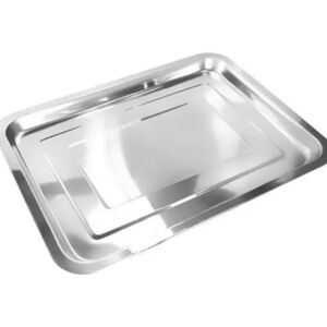 BANDEJA RETANGULAR RASA AÇO INOX 40X30CM PARA SERVIR