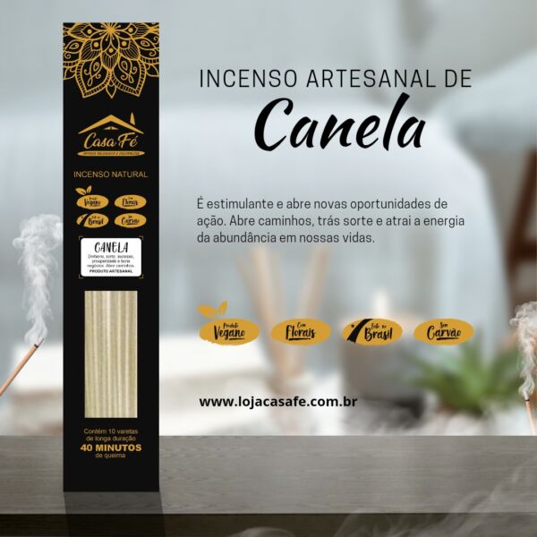INCENSO NATURAL CANELA CX C/10 - CASA FÉ