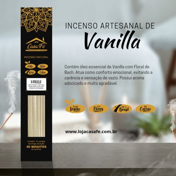 INCENSO NATURAL VANILLA CX C/10 - CASA FÉ