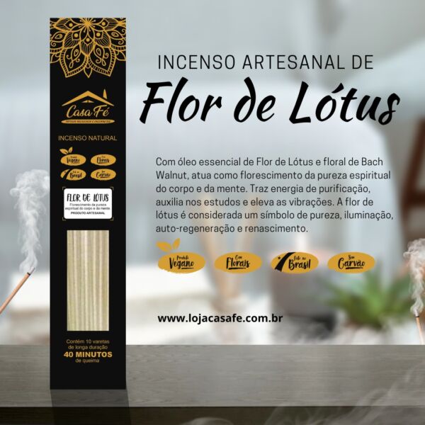 INCENSO NATURAL FLOR DE LÓTUS CX C/10 - CASA FÉ