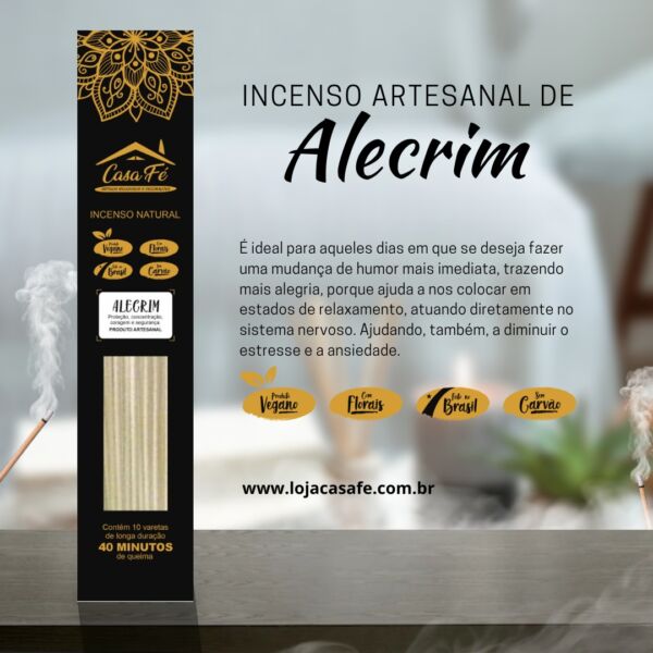 INCENSO NATURAL ALECRIM CX C/10 - CASA FÉ
