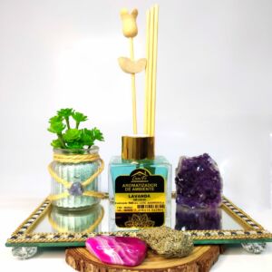 DIFUSOR DE VARETAS LAVANDA COM QUARTZO VERDE 100ML  - CASA FÉ