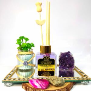 DIFUSOR DE VARETAS CEREJA E AVELÃ COM AMETISTA 100ML  - CASA FÉ