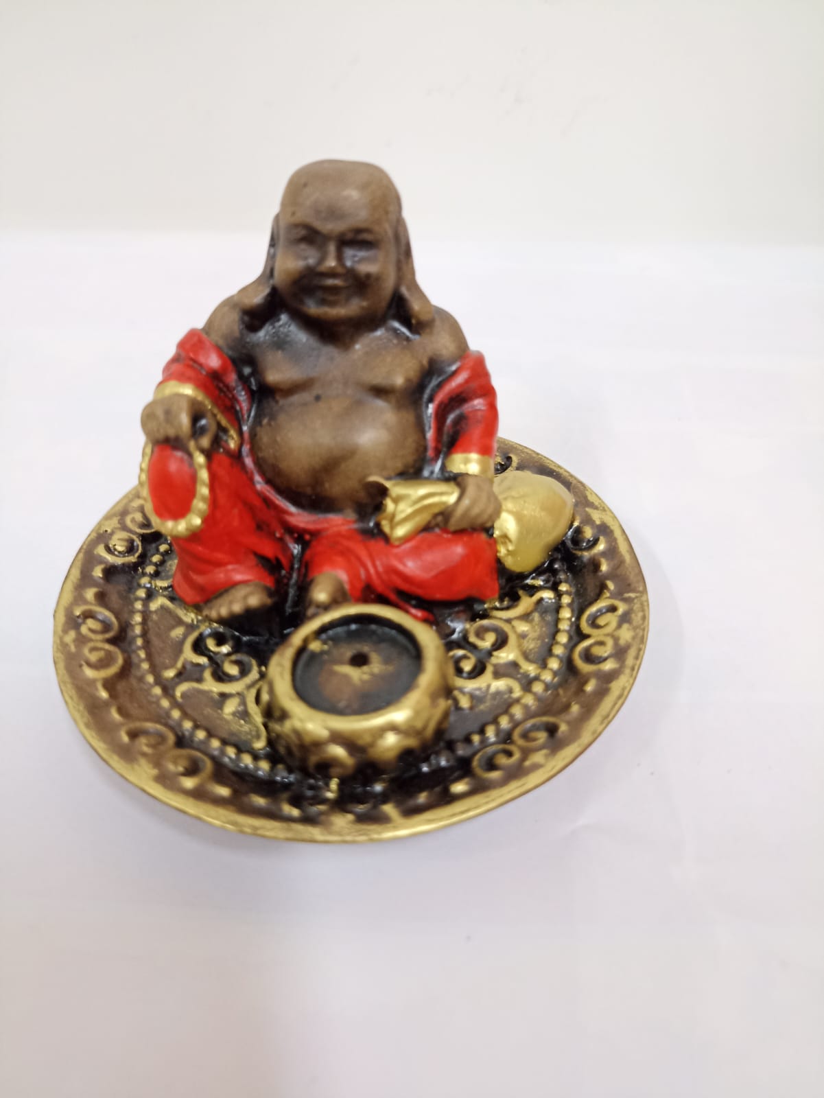PORTA INCENSO REDONDO BUDA DA FORTUNA VERMELHO 6CM - Imagem 2