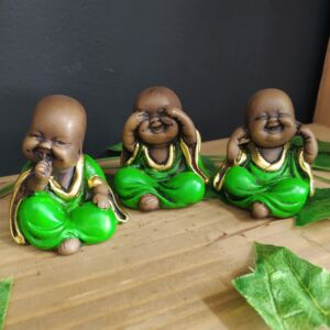 TRIO DE BUDAS BABY ENVELHECIDO COM VERDE 8CM