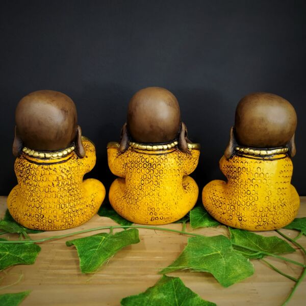 TRIO DE BUDA SEM PÉ AMARELO 15CM - Imagem 2