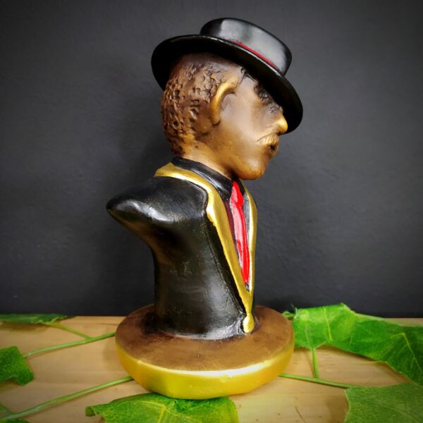 IMAGEM EM GESSO BUSTO ZÉ PELINTRA ROUPA PRETA 19CM - Image 2