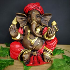 GANESHA COM TURBANTE VERMELHO 20CM