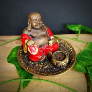 PORTA INCENSO REDONDO BUDA DA FORTUNA VERMELHO 6CM