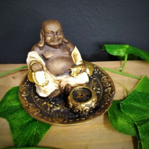 PORTA INCENSO REDONDO BUDA DA FORTUNA BRANCO 6CM