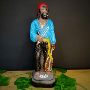 IMAGEM EM GESSO CIGANO CAMISA AZUL PANO VERMELHO 22CM