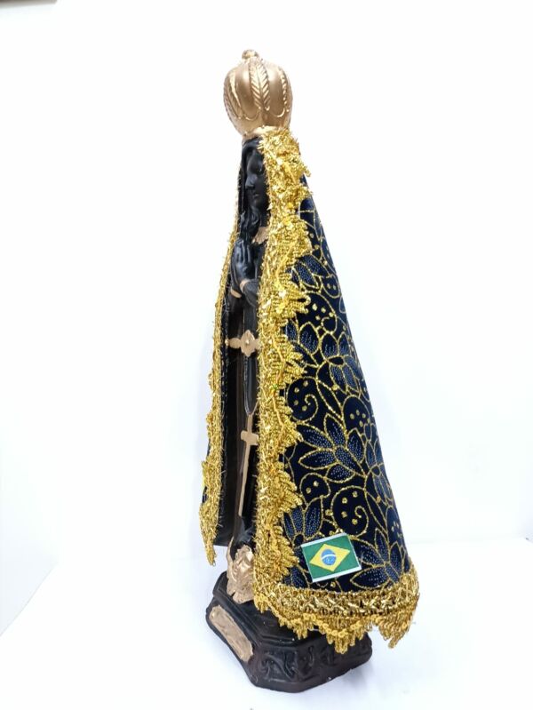 IMAGEM EM GESSO NOSSA SENHORA APARECIDA COM MANTO DE VELUDO 40CM - Imagem 5