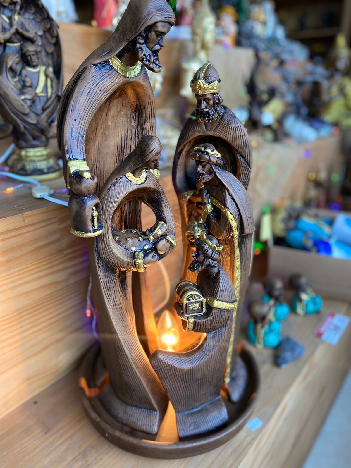 PRESÉPIO LUMINÁRIA ENVELHECIDO COM 5 PEÇAS 52CM - Imagem 2