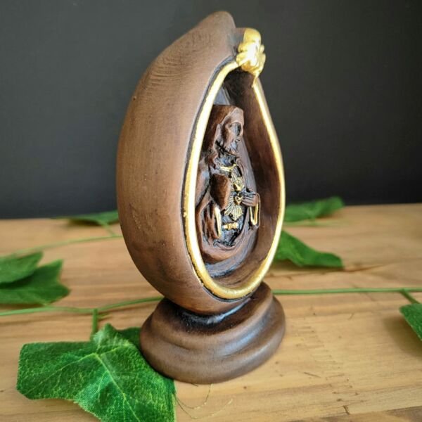 IMAGEM EM GESSO GOTA SAGRADO CORAÇÃO DE JESUS ENVELHECIDO 13CM - Imagem 2