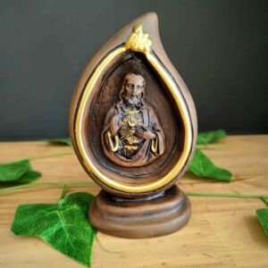 IMAGEM EM GESSO GOTA SAGRADO CORAÇÃO DE JESUS ENVELHECIDO 13CM
