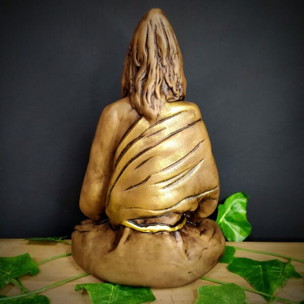 IMAGEM EM GESSO JESUS MEDITANDO ENVELHECIDO 24CM - Imagem 3