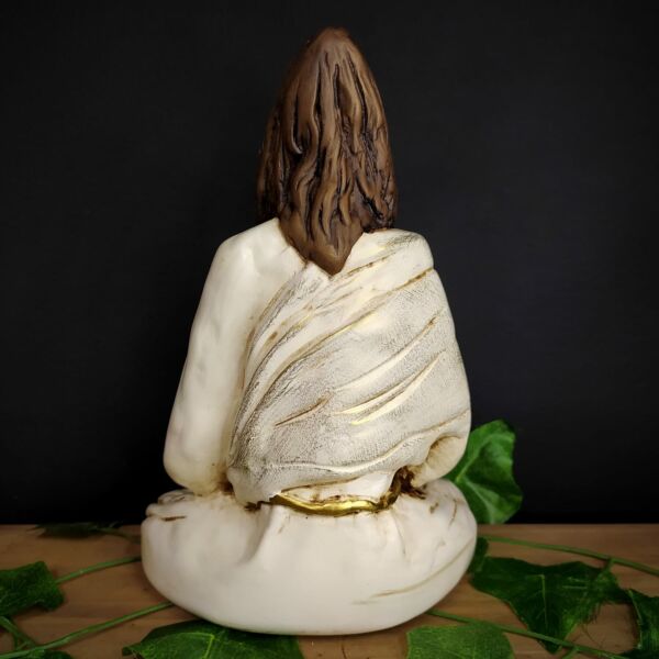 IMAGEM EM GESSO JESUS MEDITANDO ENVELHECIDO COM BRANCO 24CM - Imagem 3