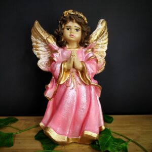 IMAGEM EM GESSO ANJINHO DA GUARDA ROSA 23CM