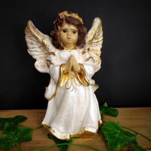 IMAGEM EM GESSO ANJINHO DA GUARDA BRANCO 23CM