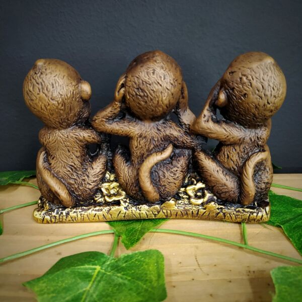 IMAGEM EM GESSO TRIO DE MACAQUINHOS DA SABEDORIA 11CM - Imagem 2