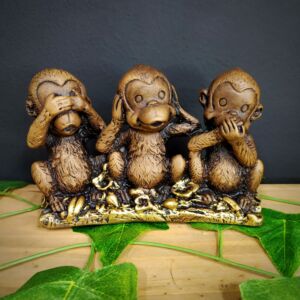 IMAGEM EM GESSO TRIO DE MACAQUINHOS DA SABEDORIA 11CM