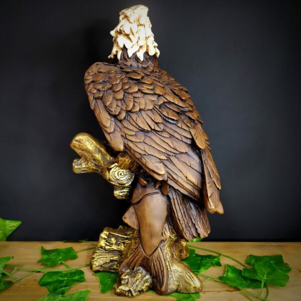IMAGEM EM GESSO ÁGUIA COM PEIXE ENVELHECIDA COM BRANCO 40CM - Imagem 2