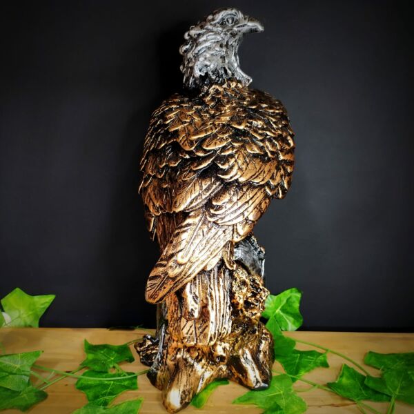 IMAGEM EM GESSO ÁGUIA COM PEIXE BRONZE COM PRATA 40CM - Image 3