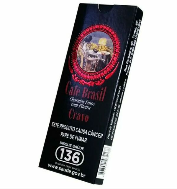 CHARUTO FINO COM PONTEIRA CAFÉ BRASIL SABOR CRAVO CAIXA C/ 5 - HAVANA