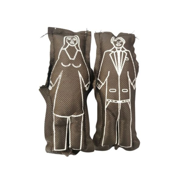 CASAL DE BONECOS DE PANO PRETO PARA RITUAIS DE VODU 15CM