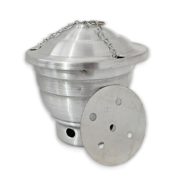 TURIBULO DEFUMADOR DE ALUMINIO COM CORRENTES GRANDE 15CM - Image 3