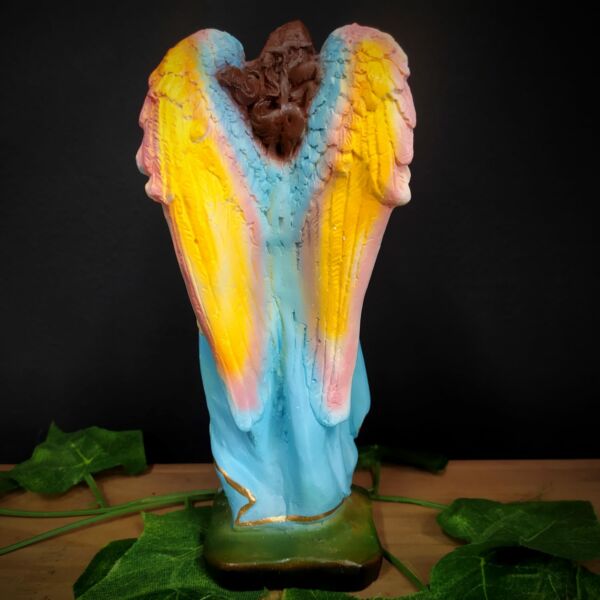 IMAGEM EM GESSO ARCANJO SÃO RAFAEL COM ASAS COLORIDAS 18CM - Image 3